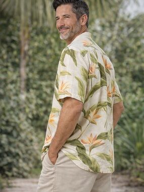 Tommy Bahama Silk Bird of Paradise Hawaiian Csmp Shirt XL Tropical